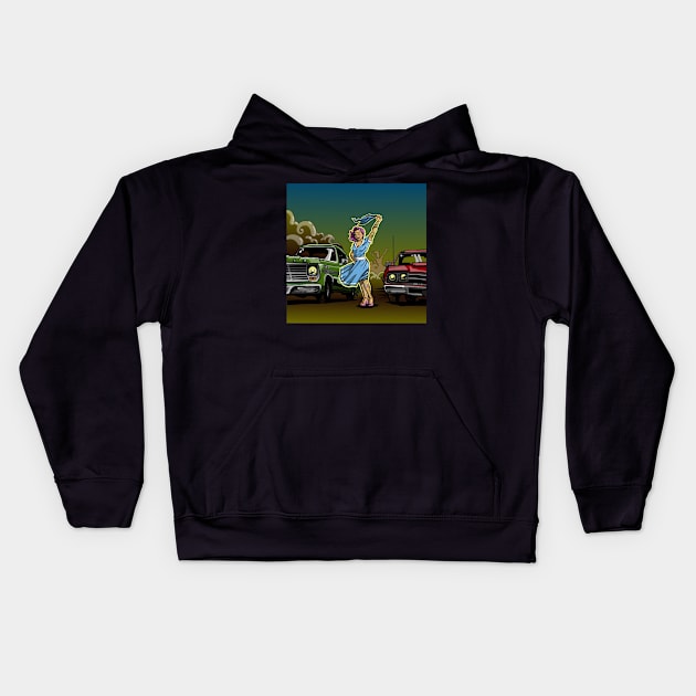 The Gasoline Queen or Race at Twilight grosvenordesign grosvenor John Kids Hoodie by grosvenordesign